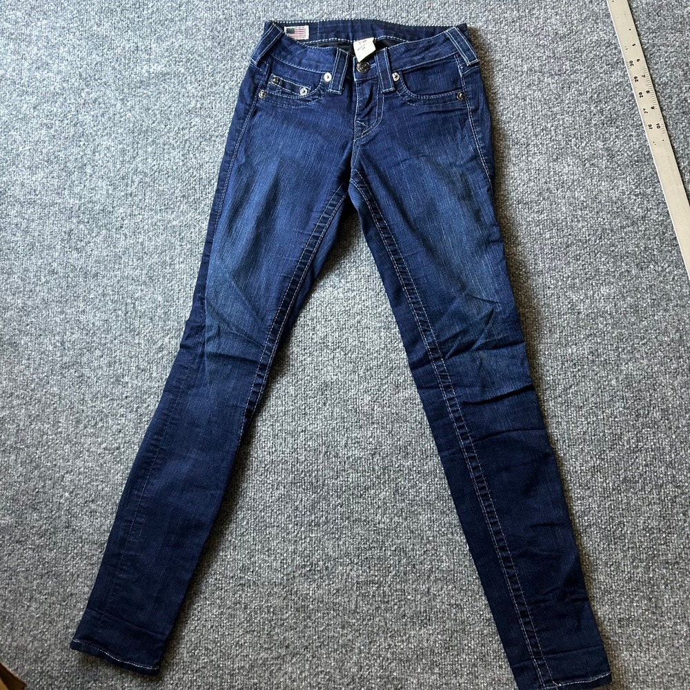 True Religion Jeans Womens Size 24 Dark Wash Halle Skinny Fit Made in USA Denim